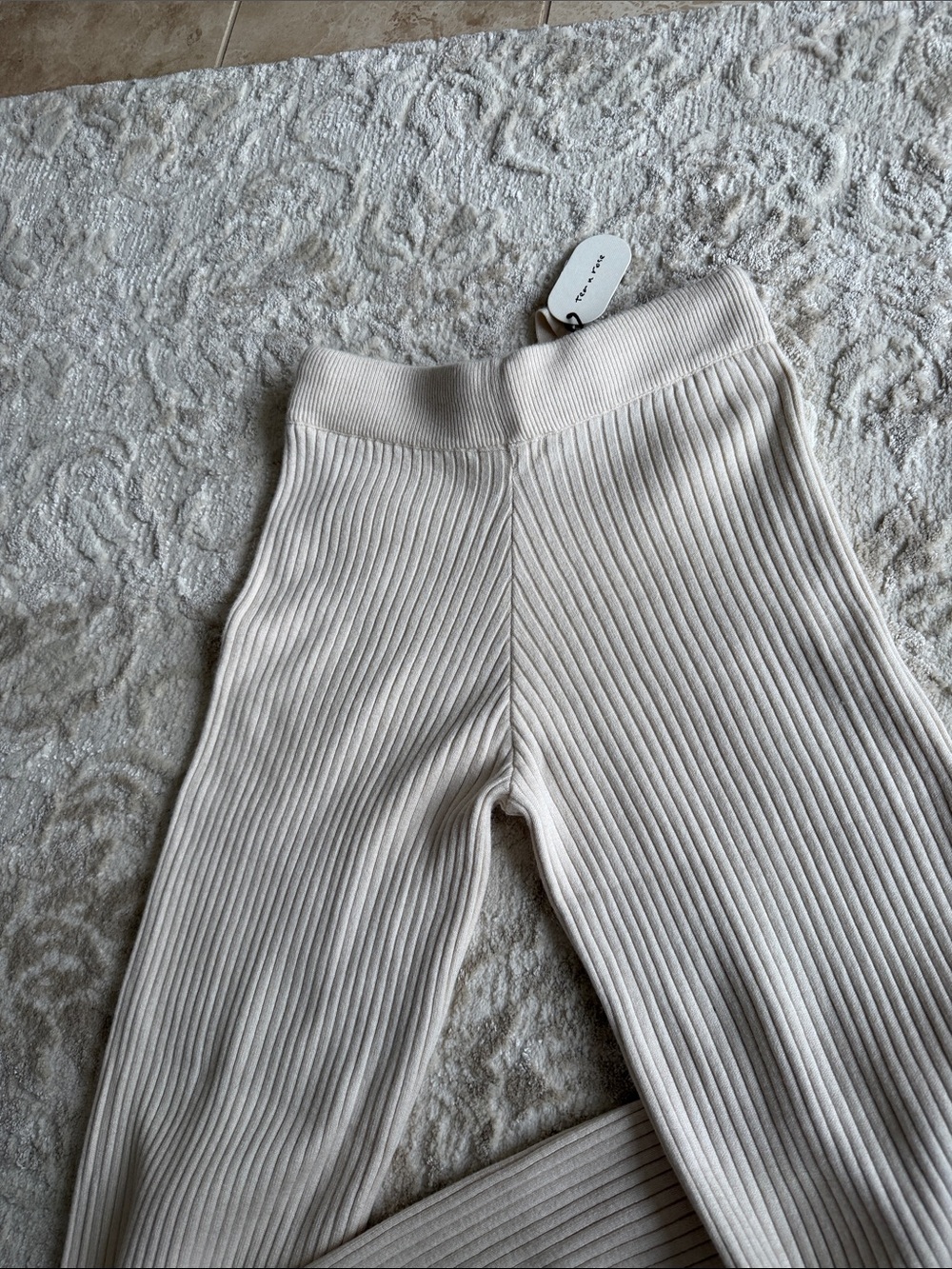 tea n rose Ribbed Drawstring Pants - Ivory - Picture 5 of 7